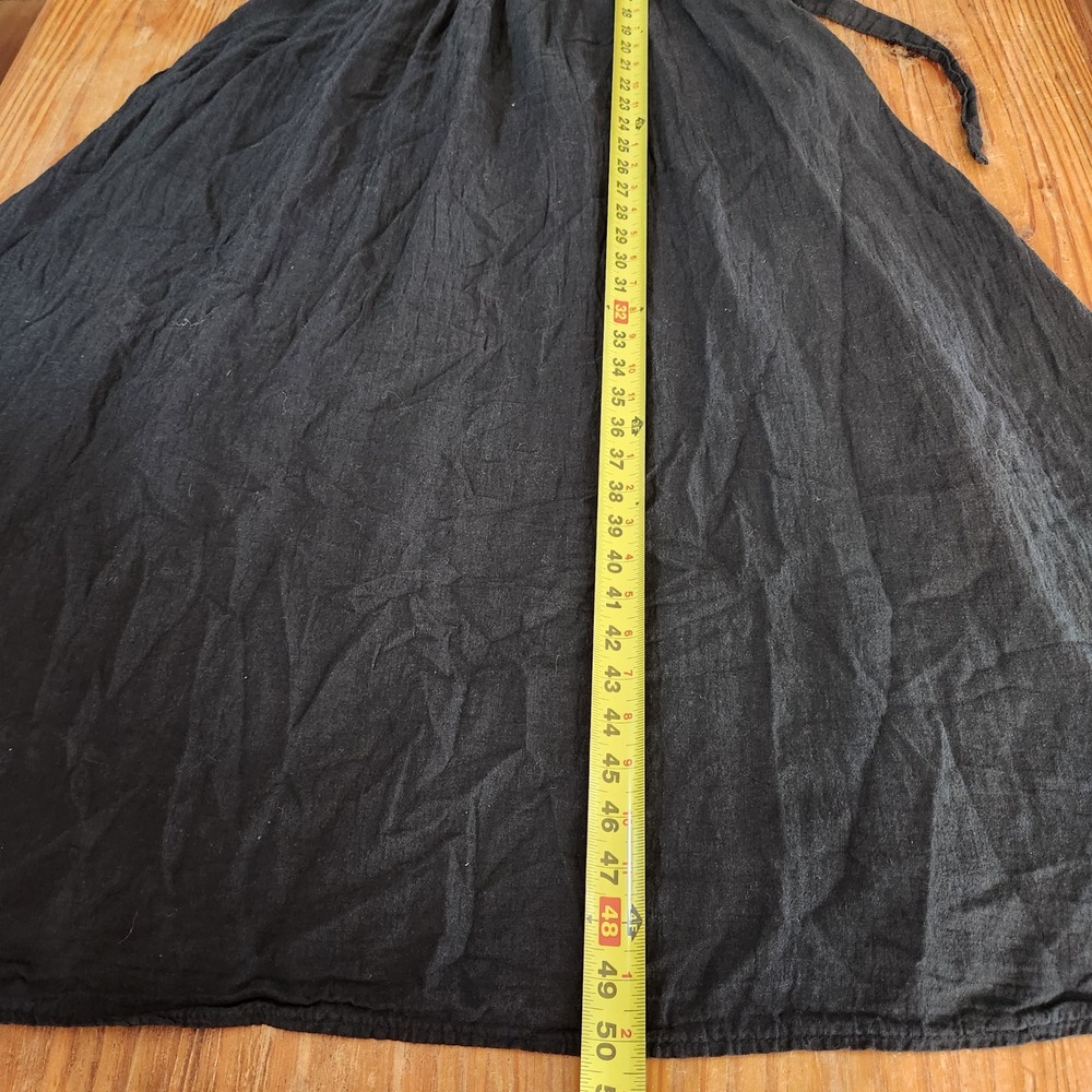 Francesca Bettini Black M Linen Cotton Tie Back Strappy Midi Dress Pockets Italy - Picture 7 of 12